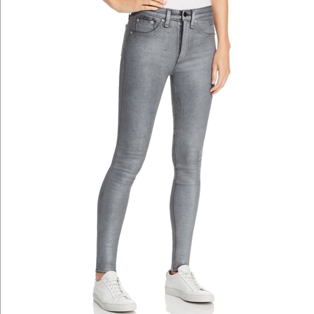 Rag & Bone High-Rise Coated Ankle Skinny Jeans
